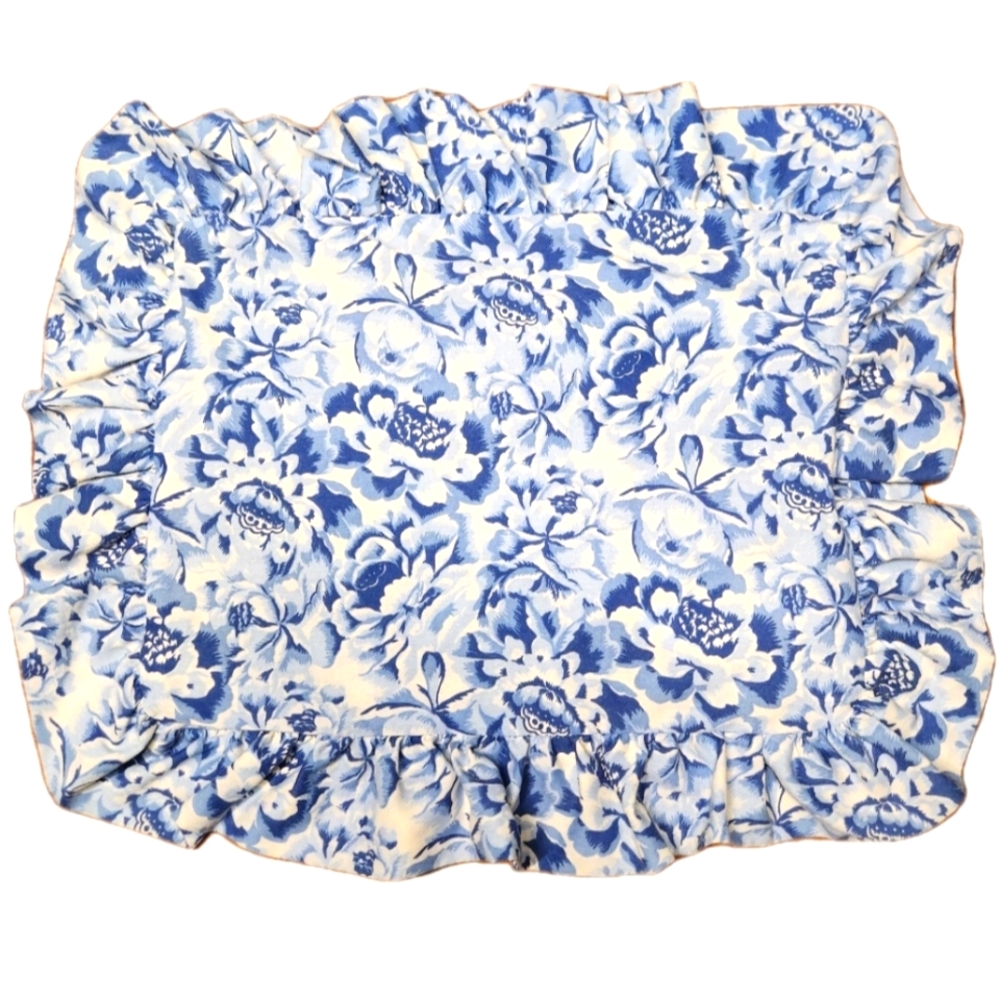 VTG NWOT Laura Ashley Palace Garden Blue & White Floral Pillow Cover